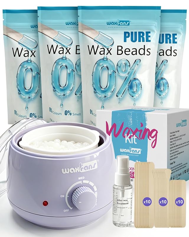 waxfans Kit mini de cera com aquecedor, controle de temperatura e 400 g de grânulos de cera, 30 palitos