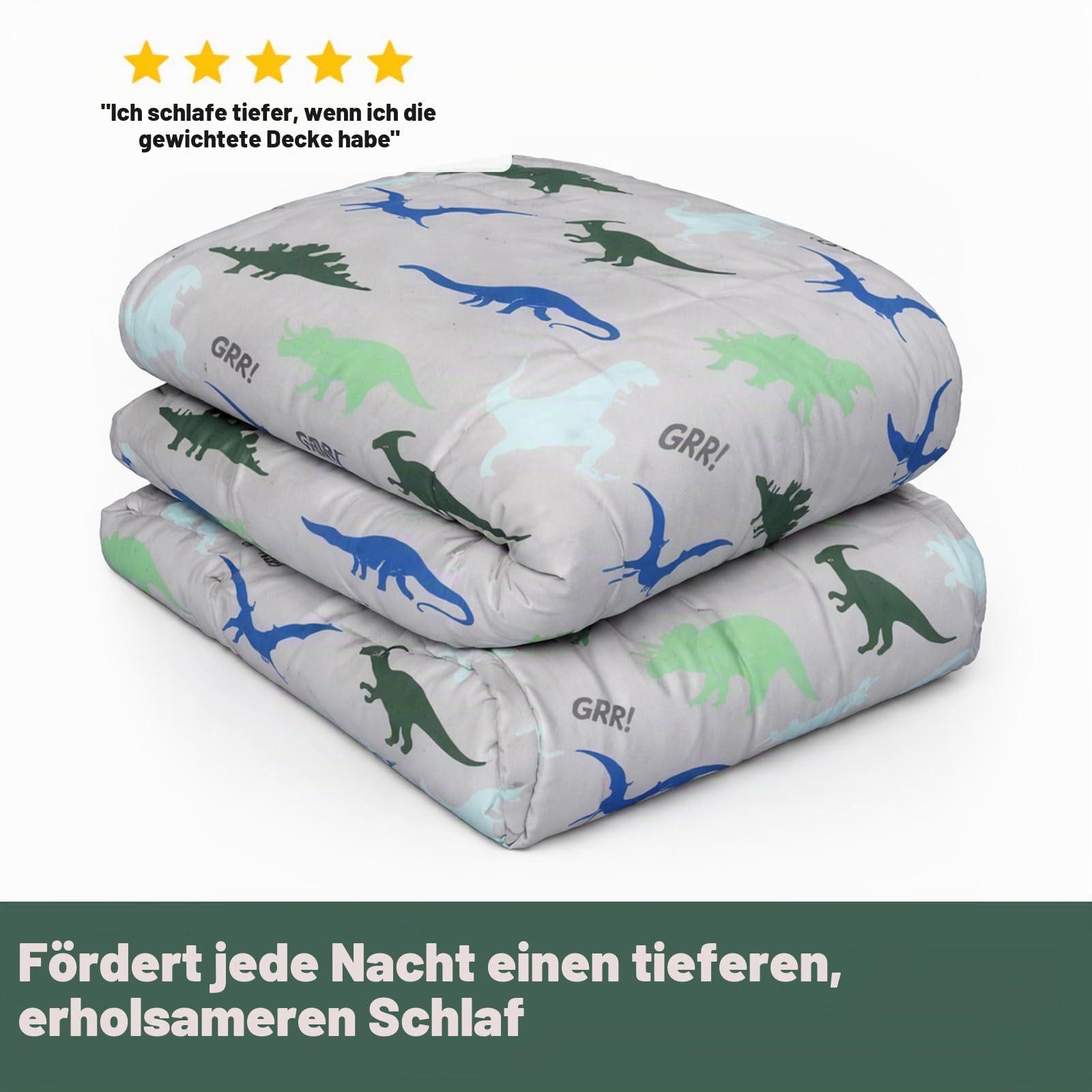 OHS Gewichtsdecke 3kg Dino 100 x 150 cm Grau Weighted Blanket