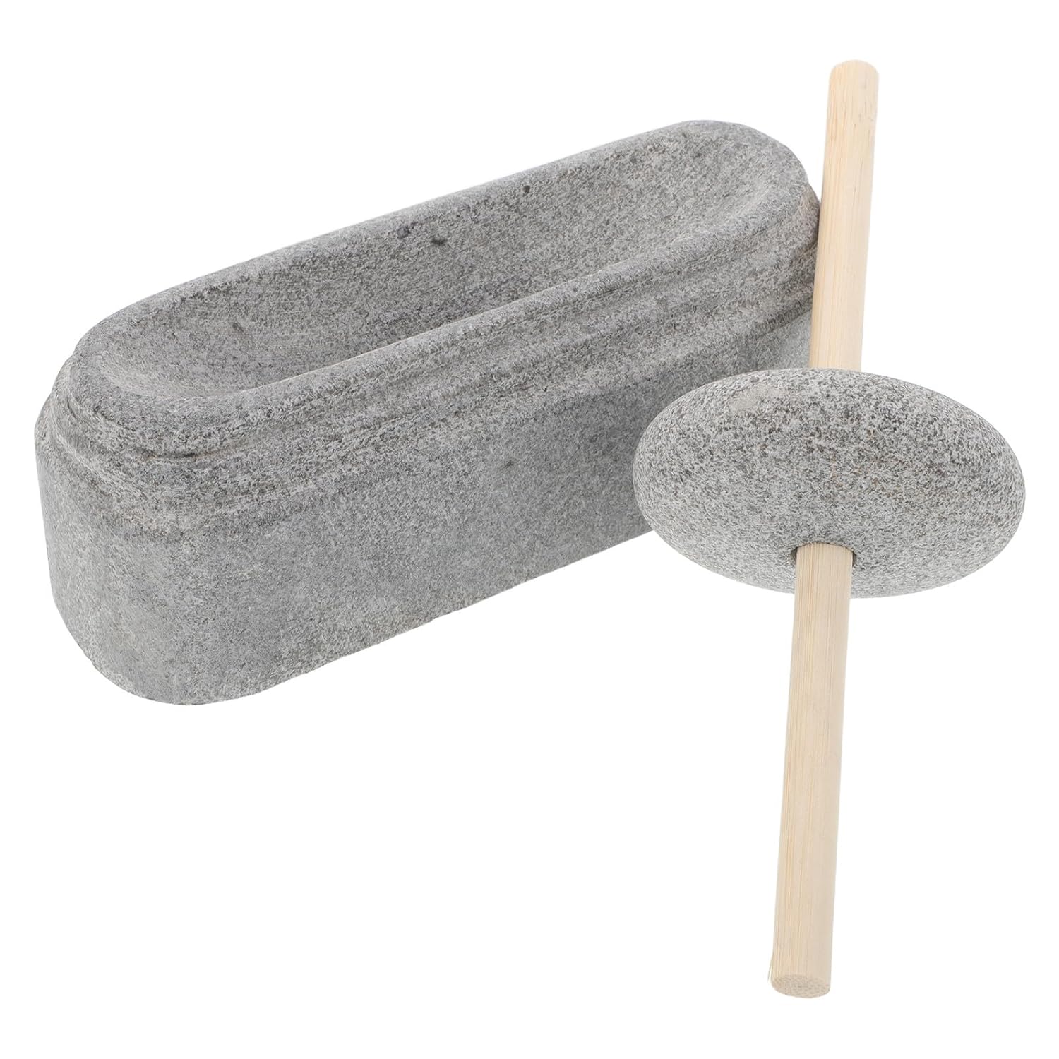 Natural Stone Mortar and Pestle Set 15cm Handheld Stone Bowl for Crushing Spices, Manual Rock Grain Mill for Kitchen and Home Cooking