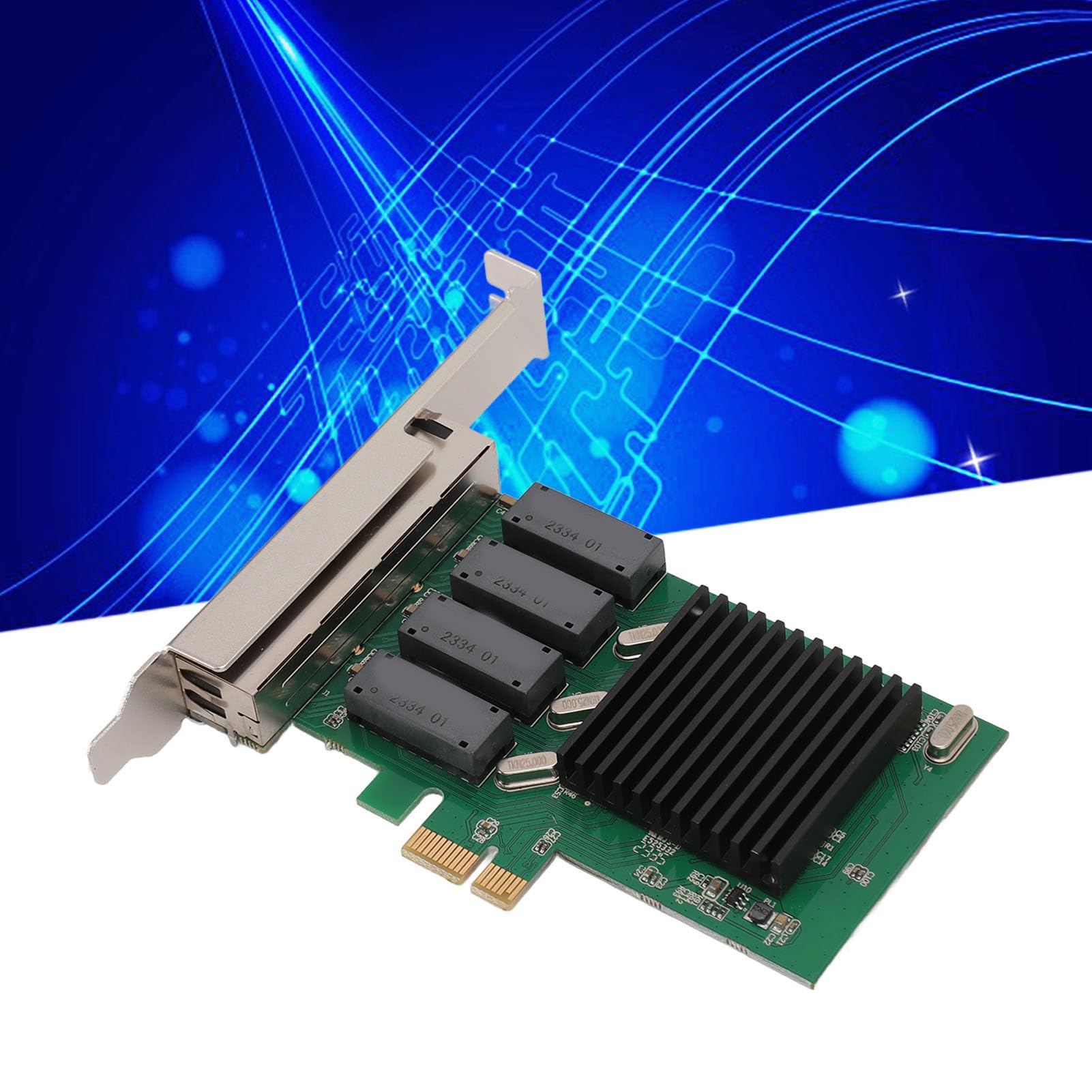 Carte Réseau Gigabit 4 Ports avec Haute durabilité, Dissipateur de Chaleur, Haute Vitesse et stabilité pour PC de Bureau, PCB Métallique, Taux de Transmission 10/100/1000 Mbps,