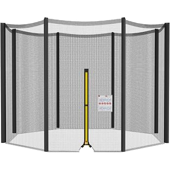 Cliselda Safety Net for Trampoline 244 305 366 397 423 cm Garden Trampoline Replacement Net for 6 8 Poles Trampoline Accessories Safety Net with Zip UV-Resistant