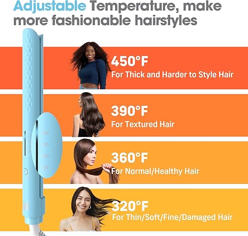 Miniatura 4 de Quico Alisadora de pelo, plancha plana de iones negativos antiencrespamiento, calentamiento rápido de 15 segundos, memoria de temperatura, ajustable