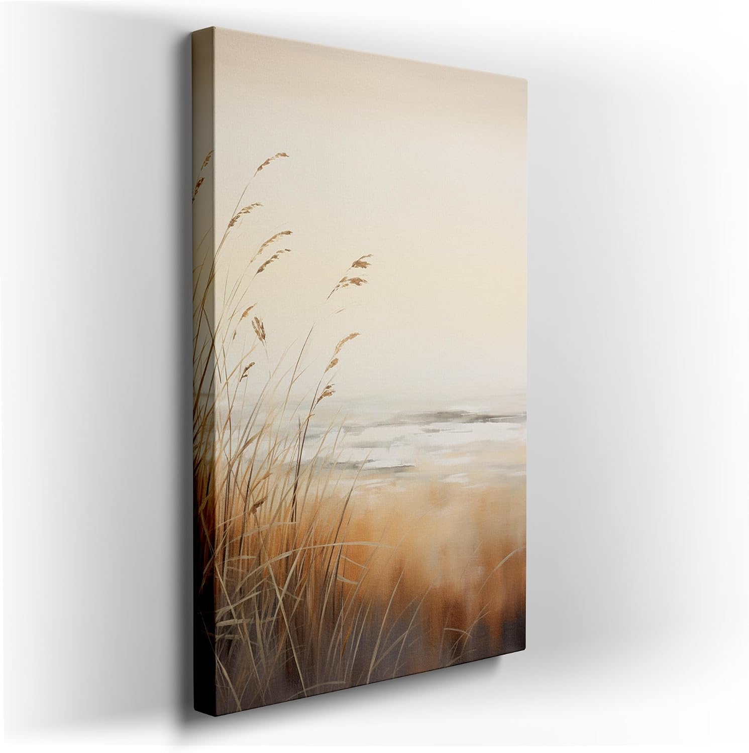 Canvas for Living room. Whispers of Tranquility Amidst Yellow Grass and Serene Waters, 27 x 18 inch Canvas Wall Art - Beach Sunsets And Sunrises - Modern Home Decor - 69x46 cm (27x18 inch)