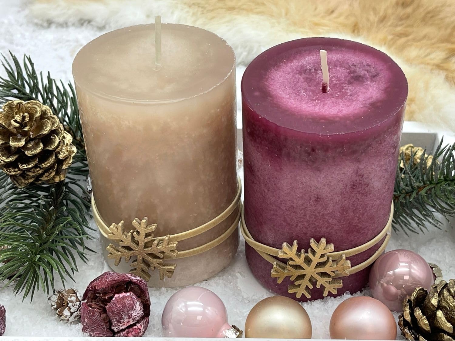ZauberDeko Adventsgesteck Weihnachten Weihnachtsdeko Tablett Hirsch Gold Rosa Beere Deko 40cm