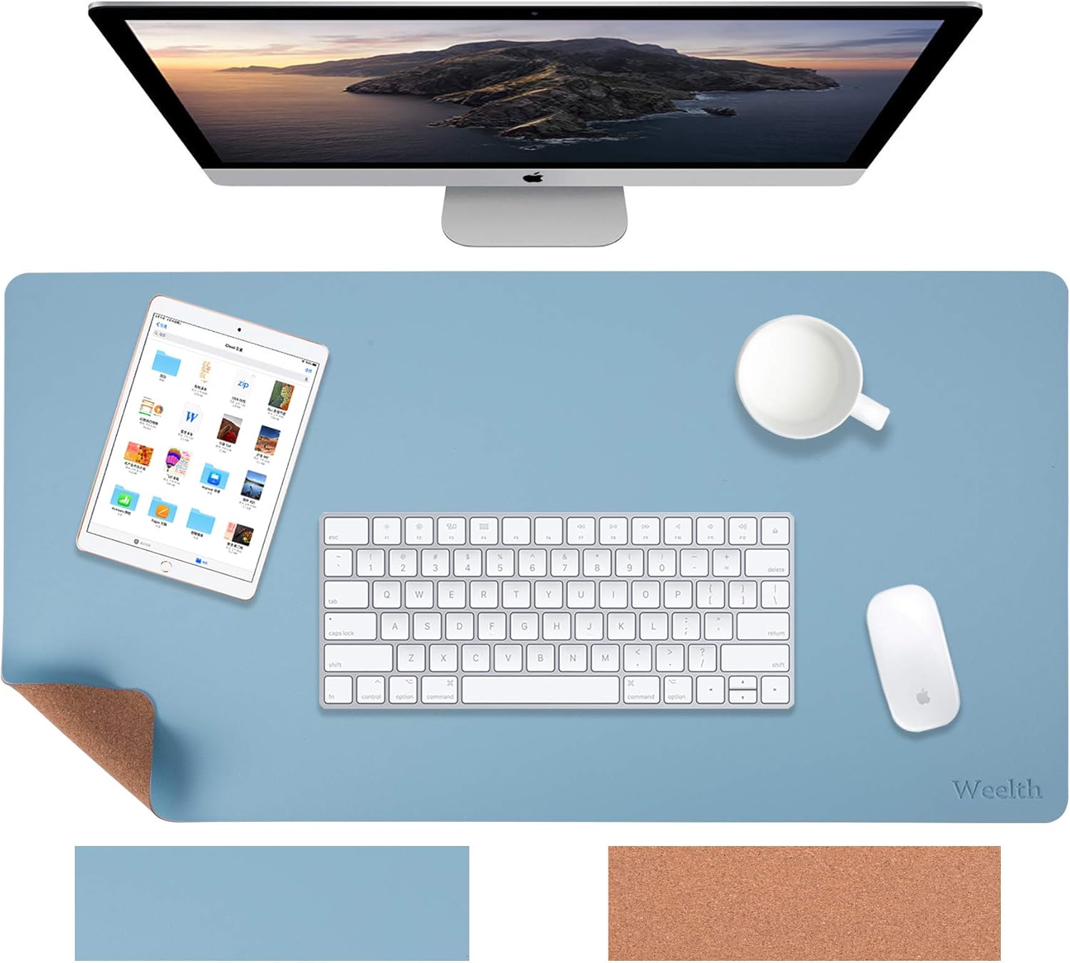 Buy Weelth Office Desk Pad,Natural Cork & Leather Dual Sided Desk Mat, Smooth Surface Mouse Pad