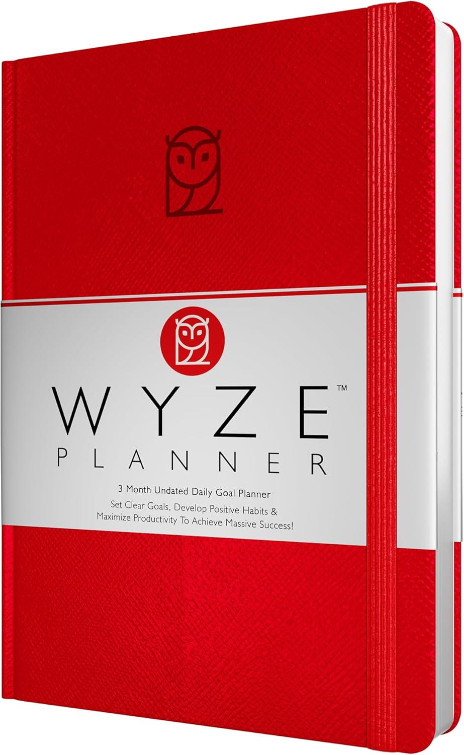 Wyze Planner Undated Daily Planner – 3-Month A5 Productivity Organizer with Full Page Per Day, Hourly Schedule, Goal Setting, Habit Tracker, Weekly & Monthly Pages – Hardcover Time Management Notebook (Red)