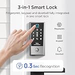 TCL Smart Deadbolt Lock pour Front, AI Serrures de porte sans clé avec Wi-Fi sans moyeu, Télécommande App, Auto-Lock, Sonnette de porte, 8-Month Batterie, fonctionne avec Alexa & Assistant Google, D2 Plus