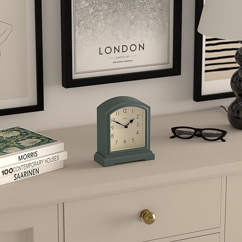 Miniatura 7 de JONES CLOCKS® Tavern - Reloj de repisa Diseño moderno de arco superior Verde espárragos Estilo clásico contemporáneo para escritorio, mesa