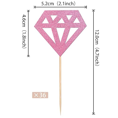 Miniatura 25 de 36 piezas de adornos de diamantes para cupcakes con purpurina de diamantes para bodas, compromisos, despedidas de soltera, cumpleaños, aniversario
