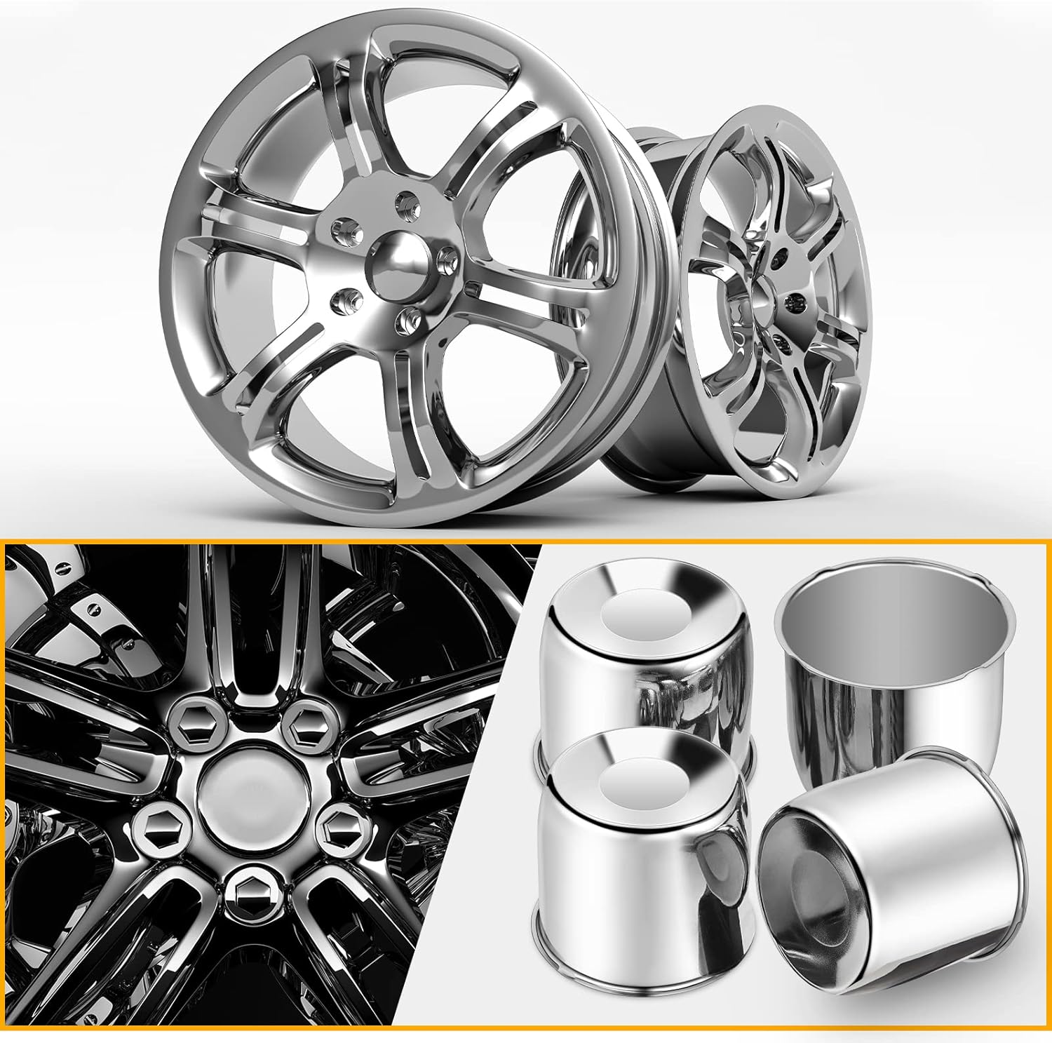 Tallew 4 Pcs 4.25 Inch Wheel Center Caps Sliver Push Through Trailer Center Caps Carbon Steel for Rims Truck Auto