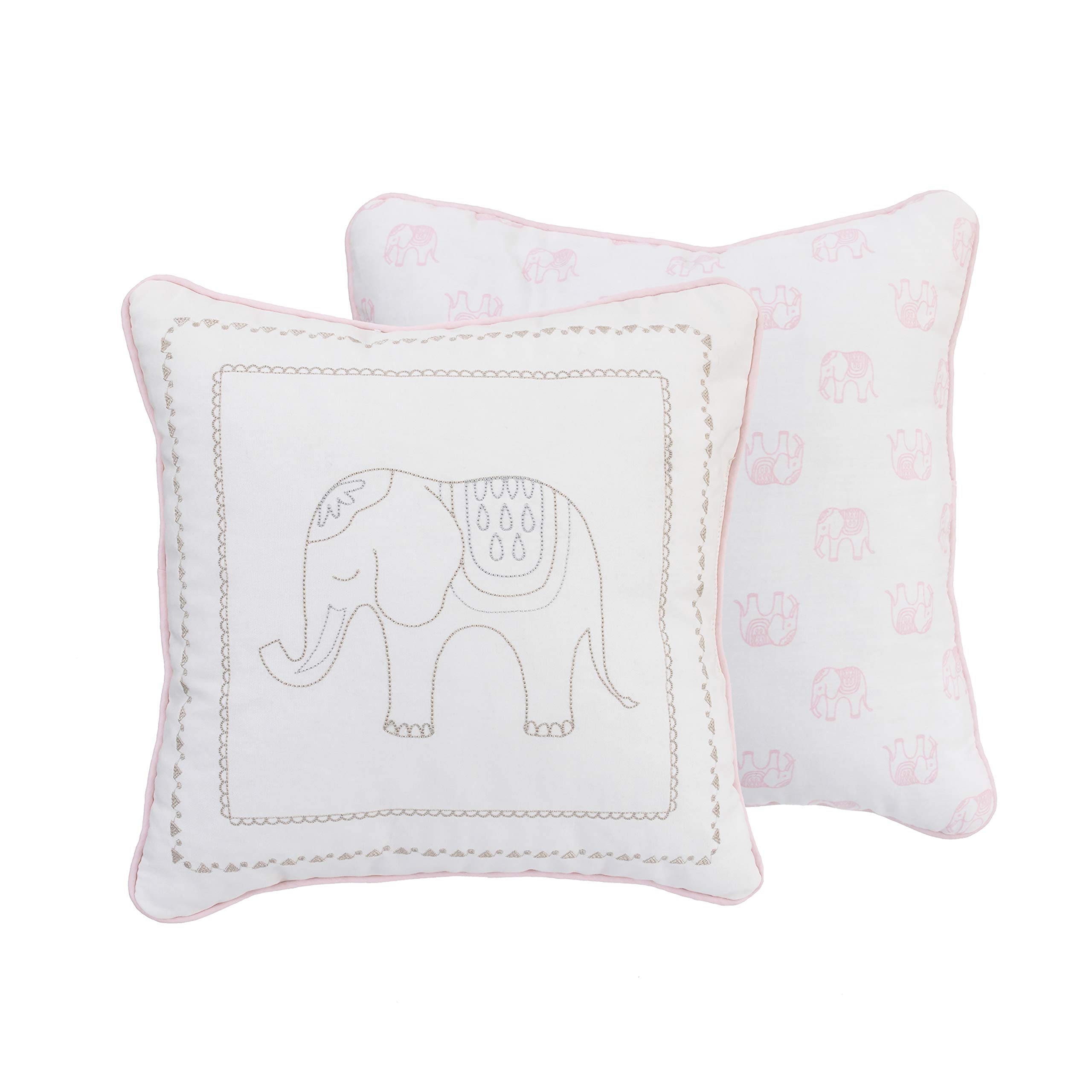 NoJo Serendipity Elephant Decorative Pillow, Pink,Ivory,Grey
