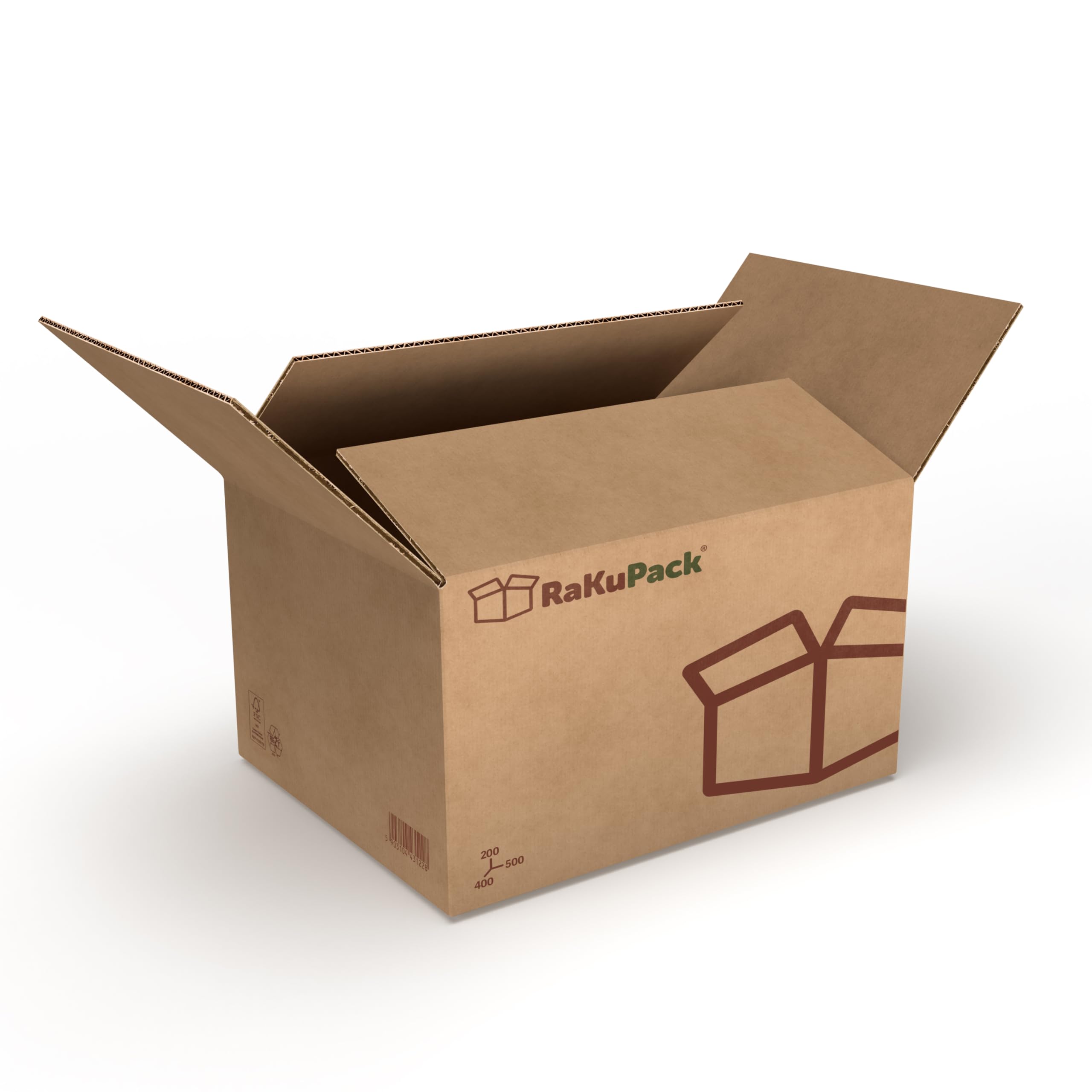 Versandkarton 50 Stück Faltkarton 500x400x200mm Innenmaß (50x40x20cm) Verpackungskarton bedruckt Warensendung Karton braun Faltschachtel Paket Versandschachtel Kartonage verschiedene Größen