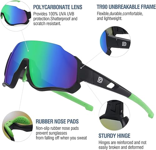 Miniatura 9 de DUCO Gafas de sol deportivas para niños y niñas con 3 lentes intercambiables, polarizadas para adolescentes y jóvenes DK280