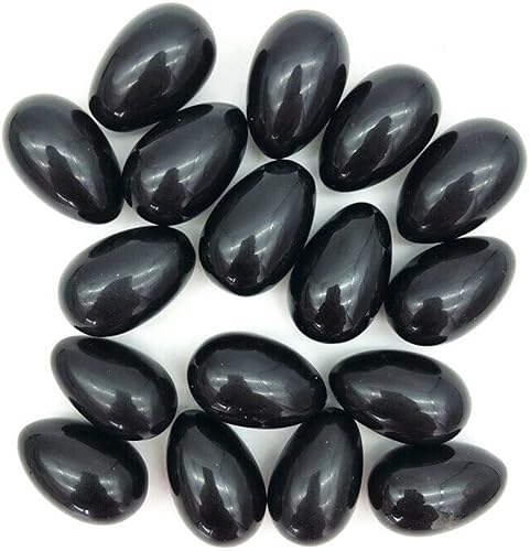 Huevos de piedras preciosas de cristal, piedra de cristal natural de obsidiana negra en forma de huevo de terapia de masaje de chakras, curación de