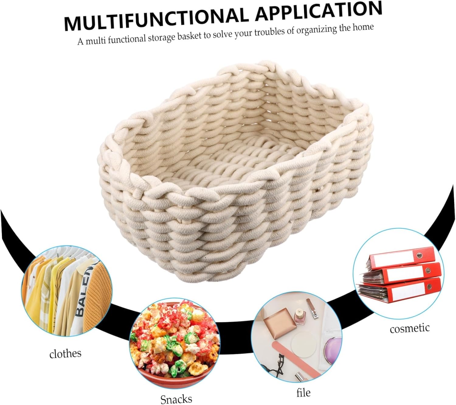 PRETYZOOM Cotton Woven Tabletop Storage Basket for Organizing Toys Snacks and Sundries and Functional Storage
