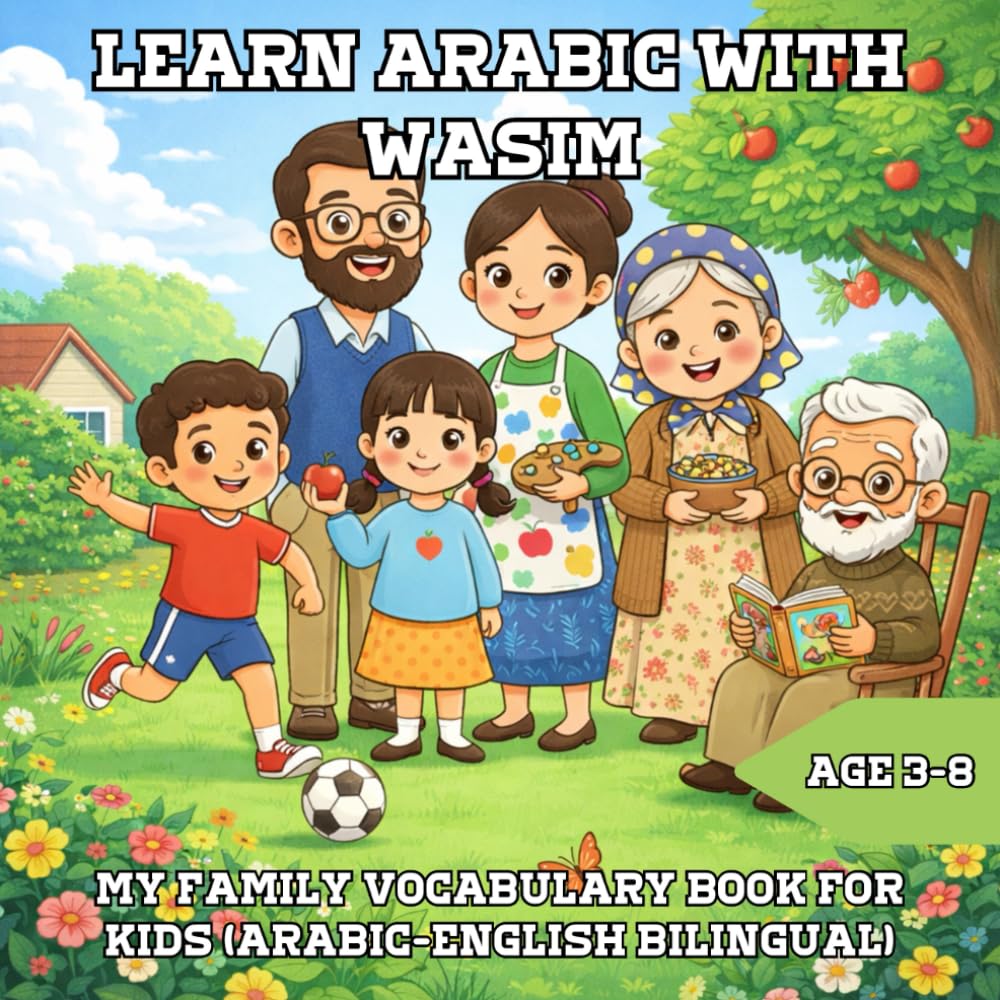 Learn Arabic with Wasim: My Family Vocabulary Book for Kids: Arabic-English Bilingual | Simple Family Words & Short Sentences for Children Ages 3–8