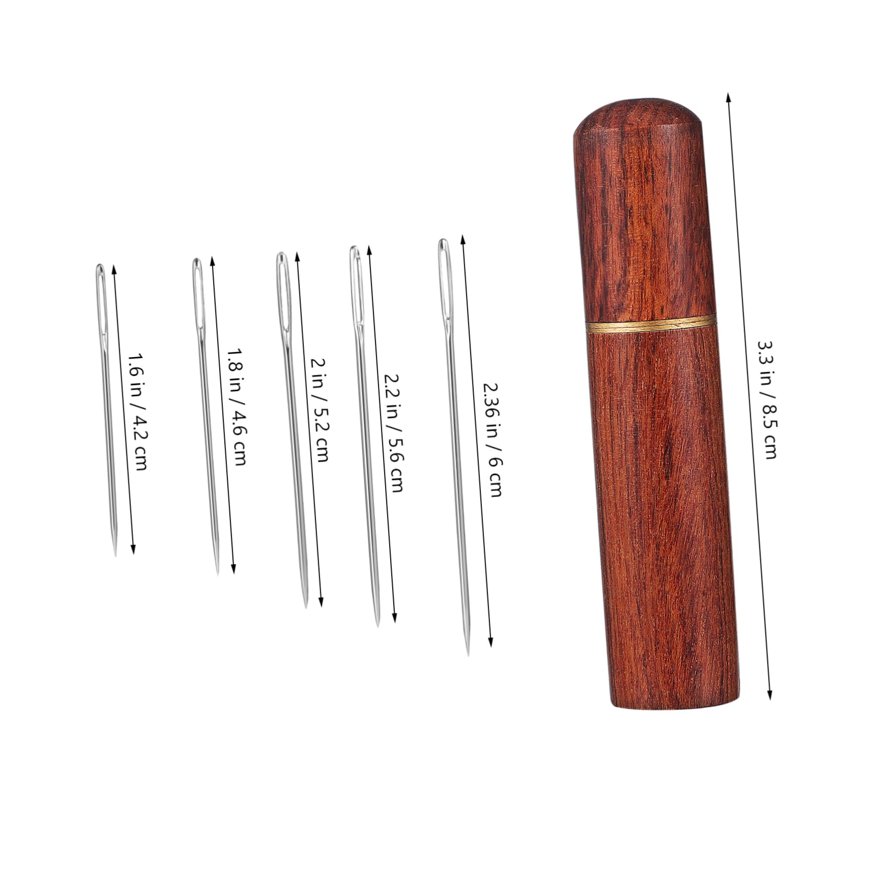 Sewroro 1 Set Sewing Needles Assorted Stainless Steel Needles with Eye Design Wooden Storage Case for Hand Sewing Embroidery Cross Stitch and Craft Projects