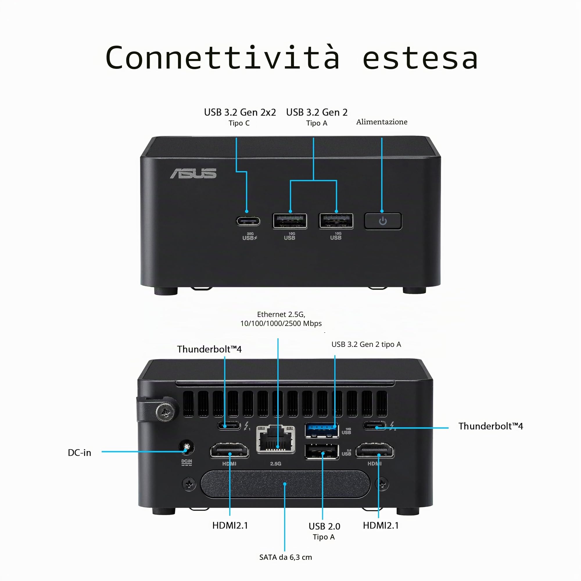 ASUS NUC 14 PRO, Intel Core Ultra 7 155H, RAM 96 GB DDR5-5600, Nero | SSD M.2, Scheda Grafica Intel Arc, Wi-Fi 6E, Bluetooth 5.3, Compatibile con Windows 10 e Windows 11 Home