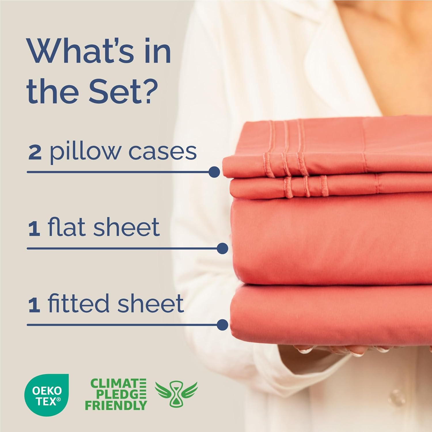 Full Size 4 Piece Sheet Set - Comfy Breathable & Cooling Bed Sheets Set - Hotel Luxury Bedding for Women, Men, Kids, Teens, Boys & Girls - Deep Pockets, Ultra-Soft and Wrinkle Free - Oeko-Tex - Coral 28 - Coral Full