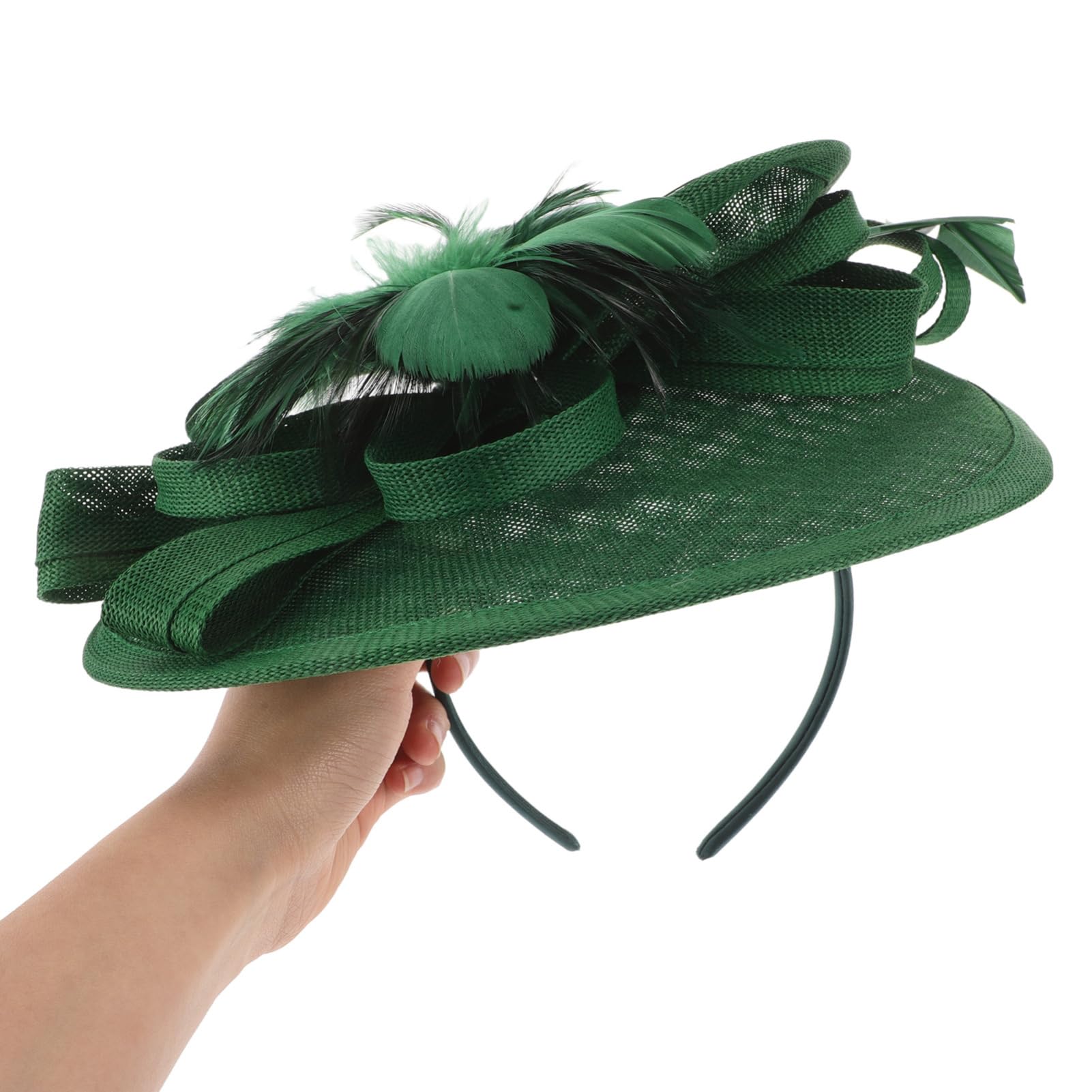 Fascinator Elegante Verde per Donna, Cappello Cerimonia Clip | Set da 1 Pezzo, Piume e Fiori Decorativi, Leggero, per Festa di Compleanno e Tè