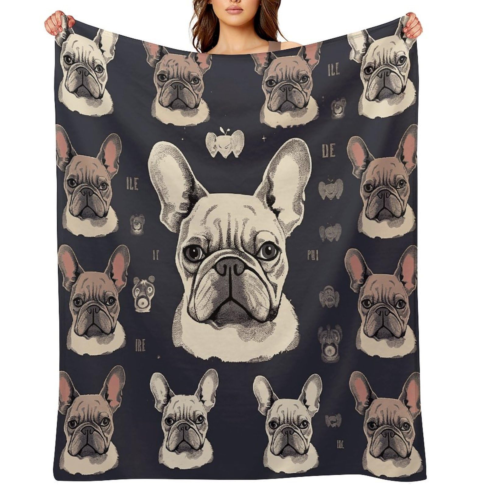 I Love French Bulldog Throw Blanket for Couch and Bed Super Soft Warm Lightweight Throw Blankets Cozy Fuzzy Flannel Blanket Personalized Decorative Blankets for Sofa Decor 30"x40"