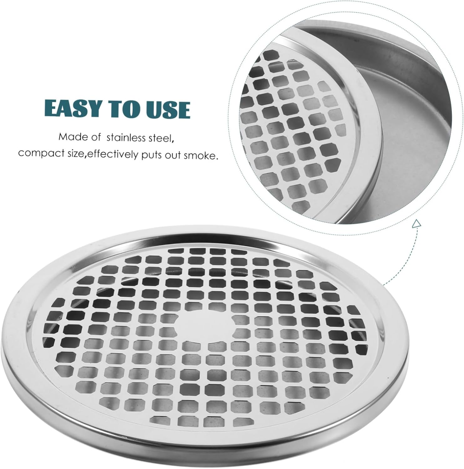 CHILDWEET Stainless Steel Smoke Extinguishing Trash Can Lid Outdoor Ashtray Cover for Public Waste Bins Metal Grid Design 1 Set for Hotels and Restaurants