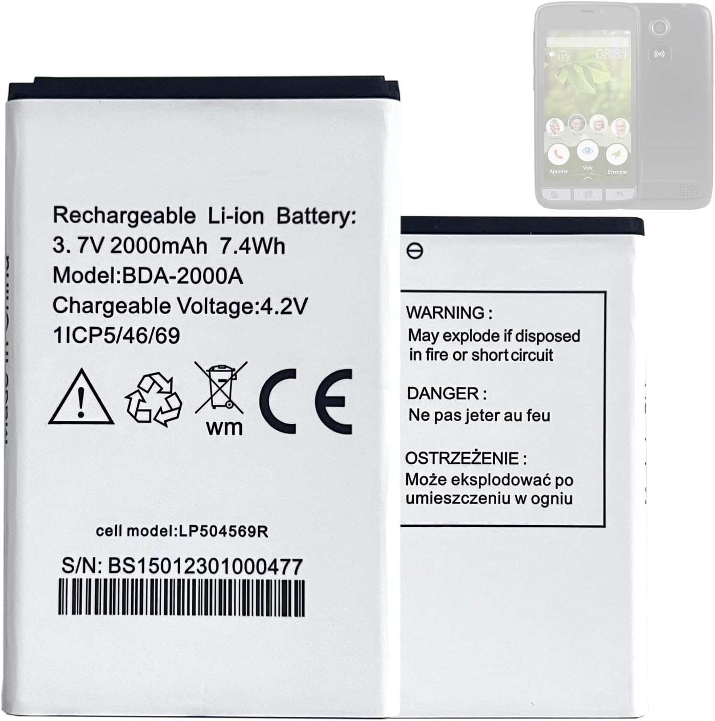 Batería Para Doro 8035 - DBT-2500A Batería De Repuesto 2500mAh