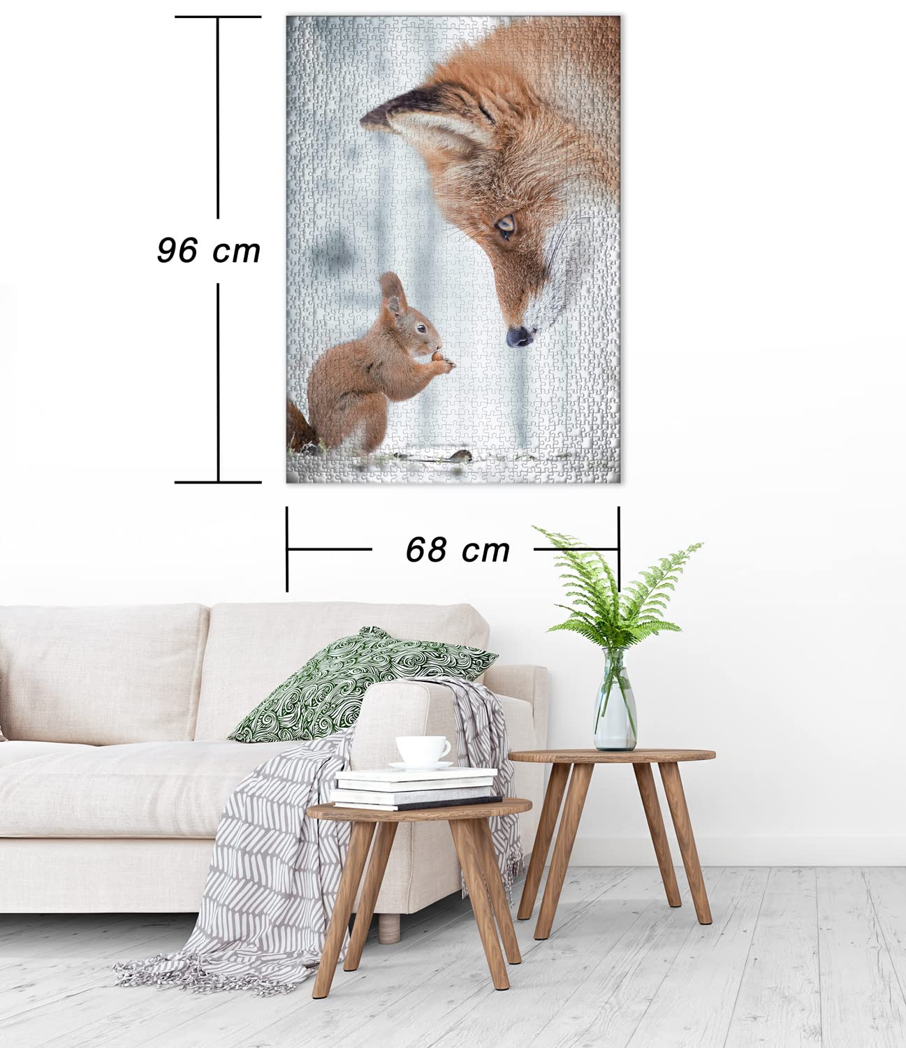 Ulmer Puzzleschmiede, Puzzle "Fox and Squirrel", Smart 2000 Pieces Animal Puzzle, Squirrel and Fox in Winter Forest - Image 3