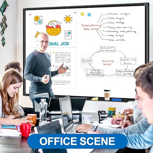 Miniatura 6 de H-Qprobd Pizarra blanca magnética grande de borrado en seco con marco de aluminio negro, 60 x 40 pulgadas, pizarras blancas colgantes para pared