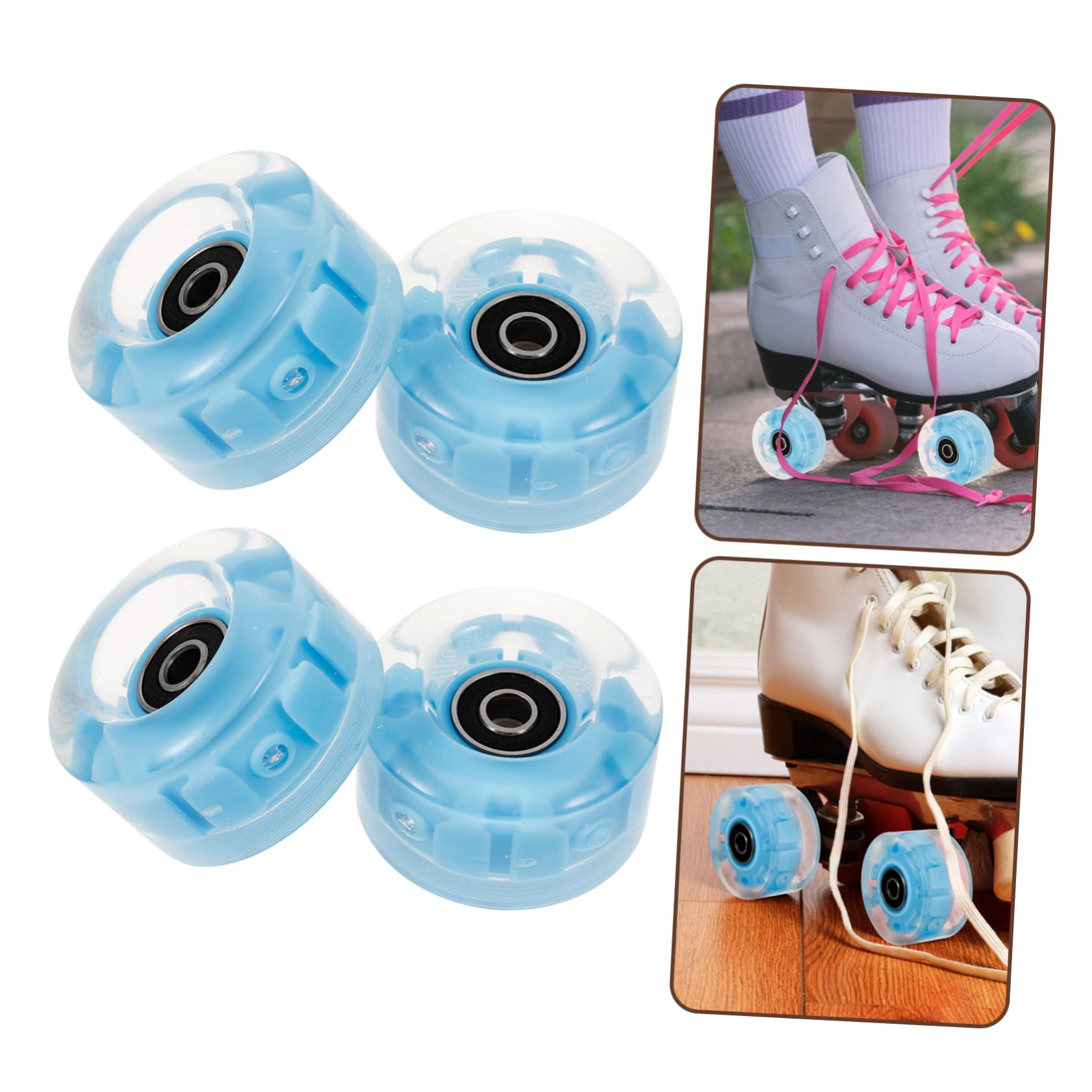 YARNOW Ruedas Luminosas para Patines de Goma Azul, 4 Piezas
