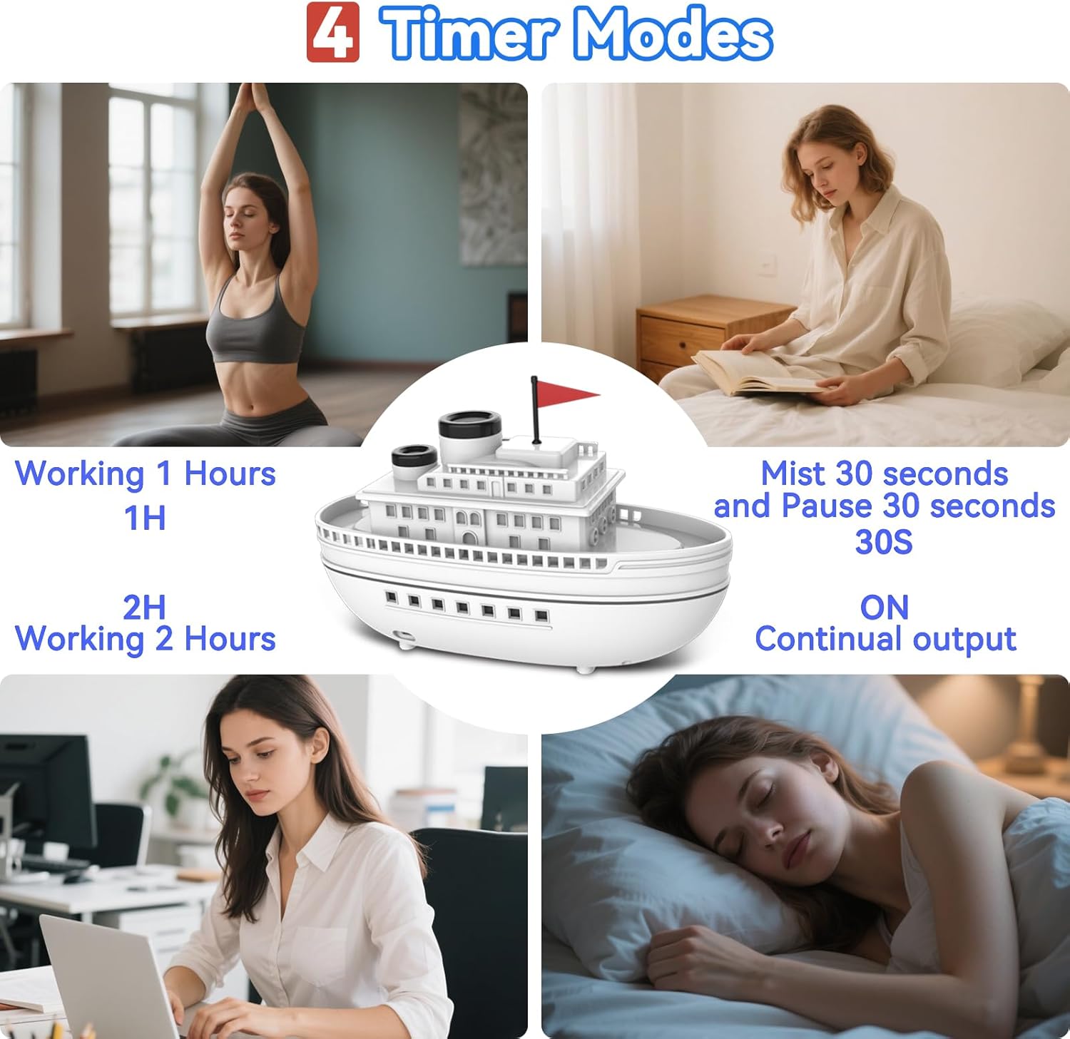 Diffuserlove Ship Aromatherapy Diffuser Humidifier 300ml Essential Oil Diffuser for Home Bedroom Office Steamboat Decorative Cool Mist Humidifier