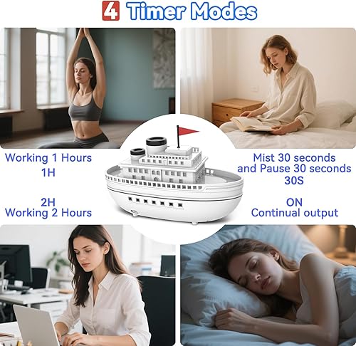 Miniatura 4 de Diffuserlove Humidificador difusor de aromaterapia para barco, 10.1 fl oz, difusor de aceite esencial para el hogar, dormitorio, oficina, barco de