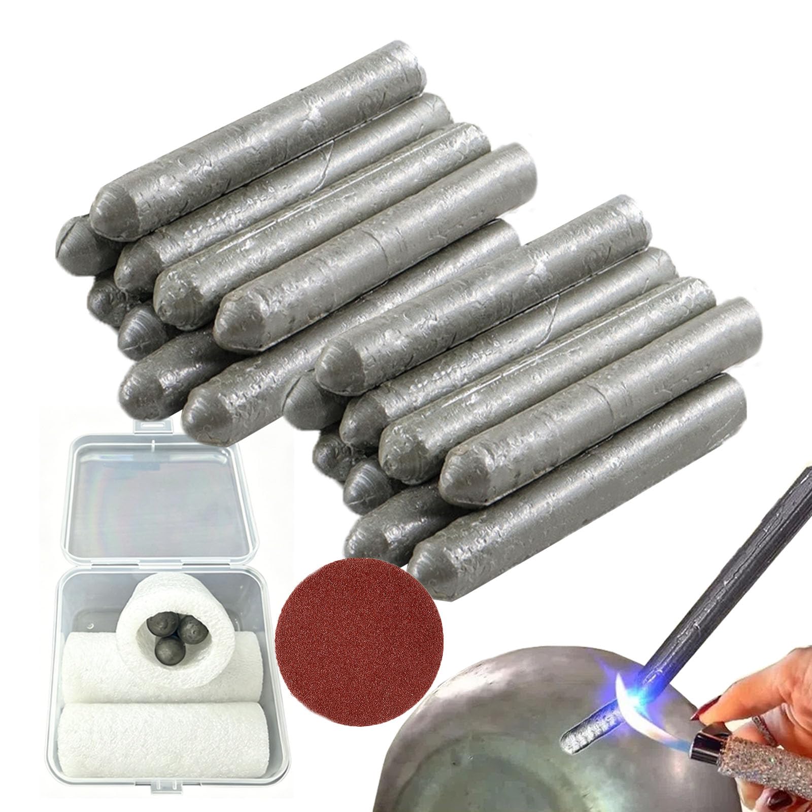 Oadaa 18Pcs 9/18/27Pcs - Low Temperature Universal Welding Rod, Aluminum Welding Rods With Sandpaper, Easily Melt Low Temp Weldings Rods For Aluminum, Stainless Steel (18Pcs)