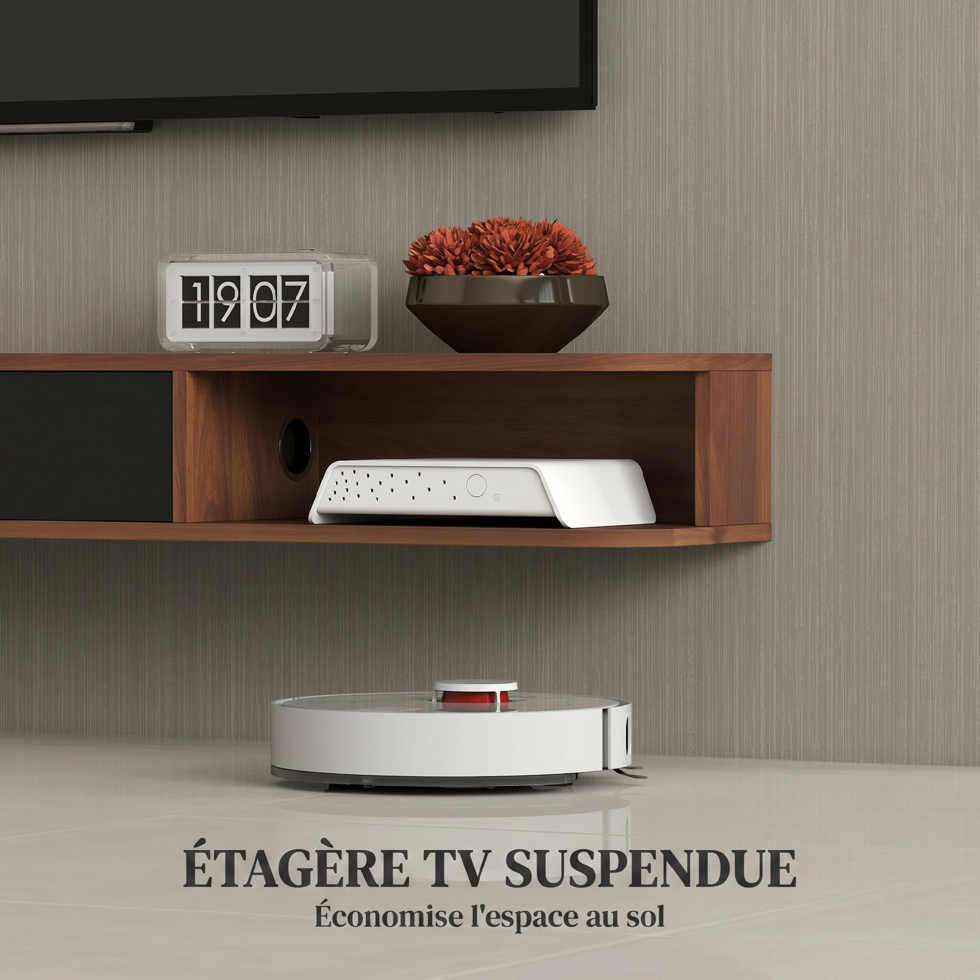 HOMCOM 71" Supporto TV sospeso moderno ripiano per TV fino a 75" Noce