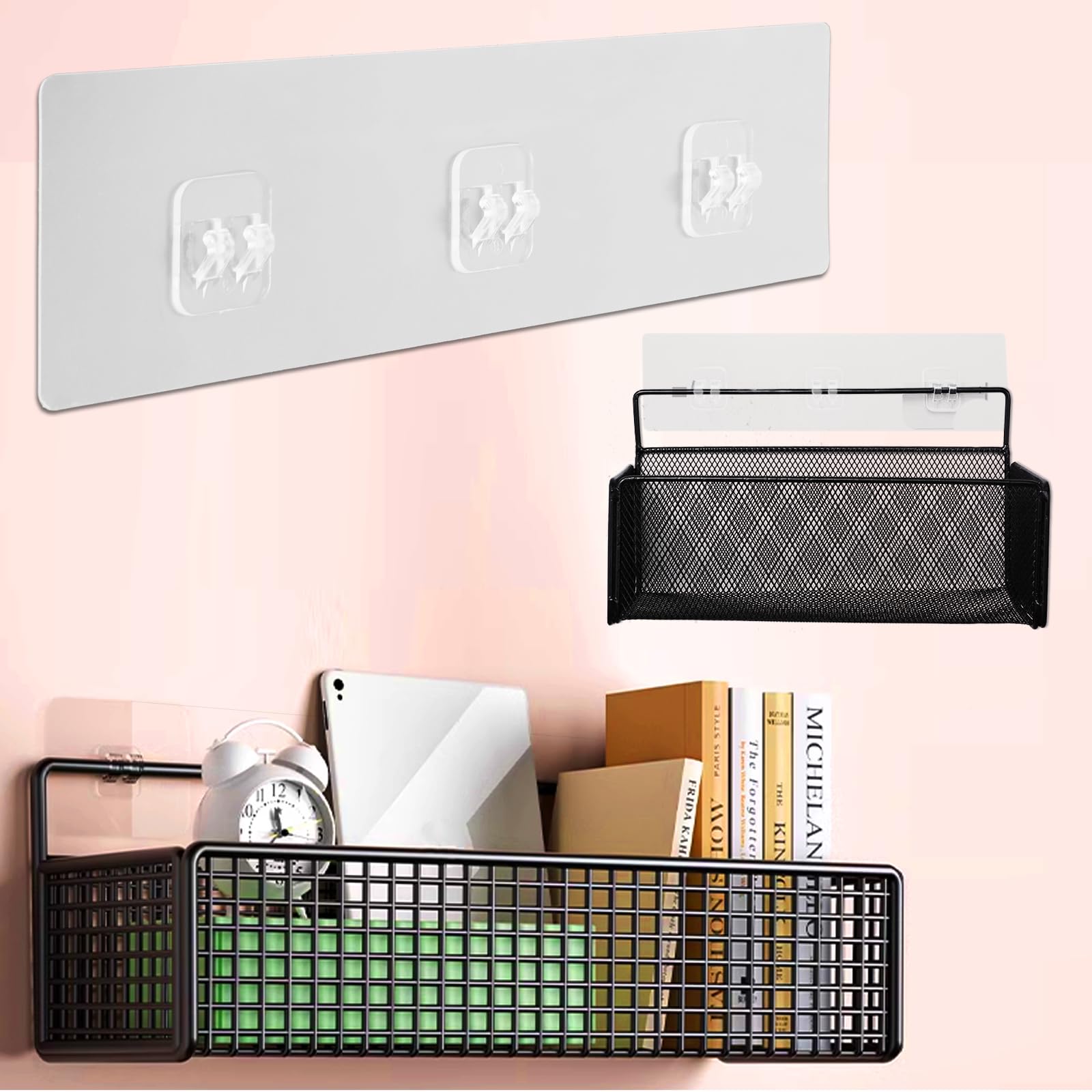 2PCS No Drill Shower Caddy Adhesive Hooks - Strong Sticker Hooks For Bathroom Organization