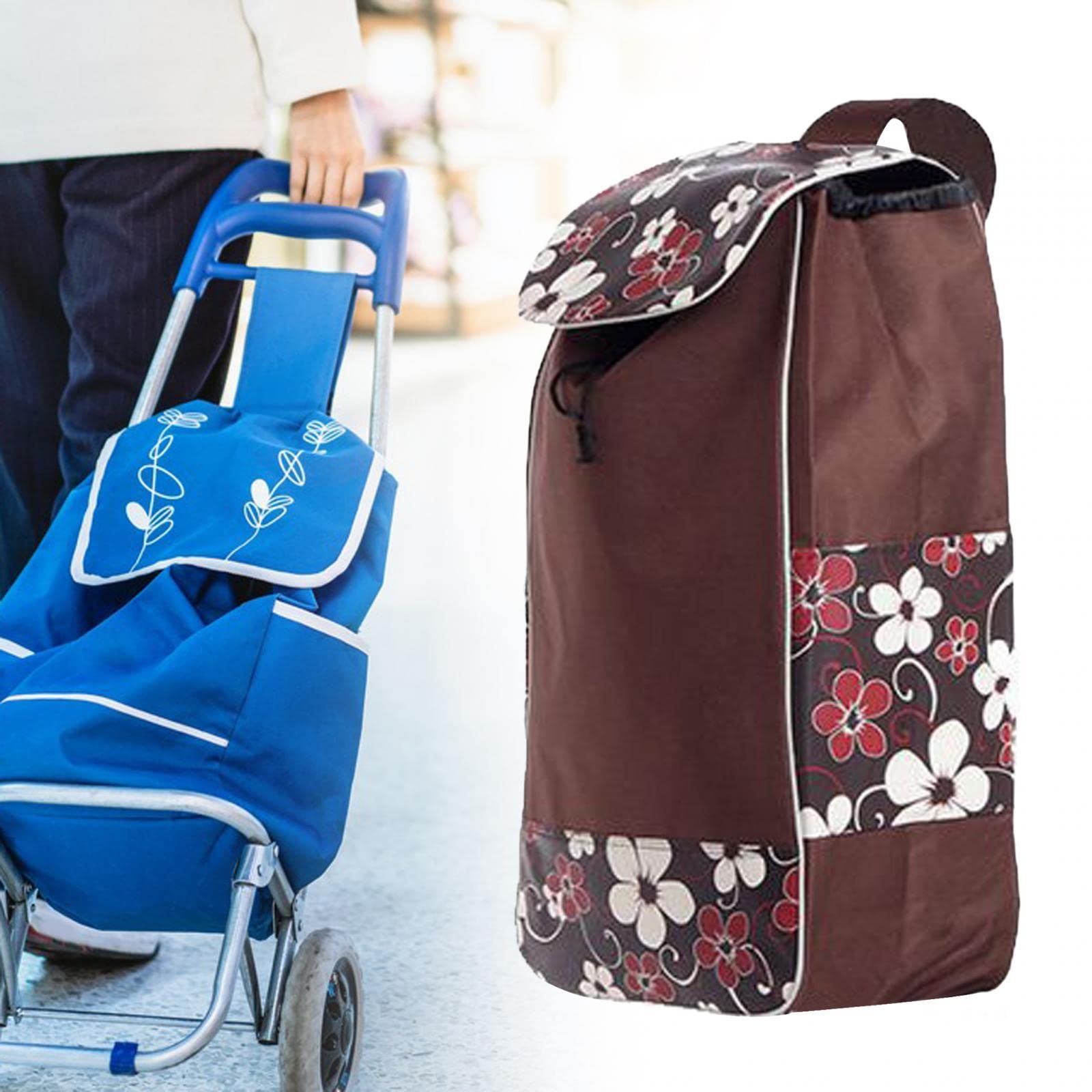Oshhni Borsa di Ricambio per Carrello della Tessuto Oxford Impermeabile con Tasche Laterali e Tasca Posteriore Borsa portaoggetti Leggera per, Stile F Addensato