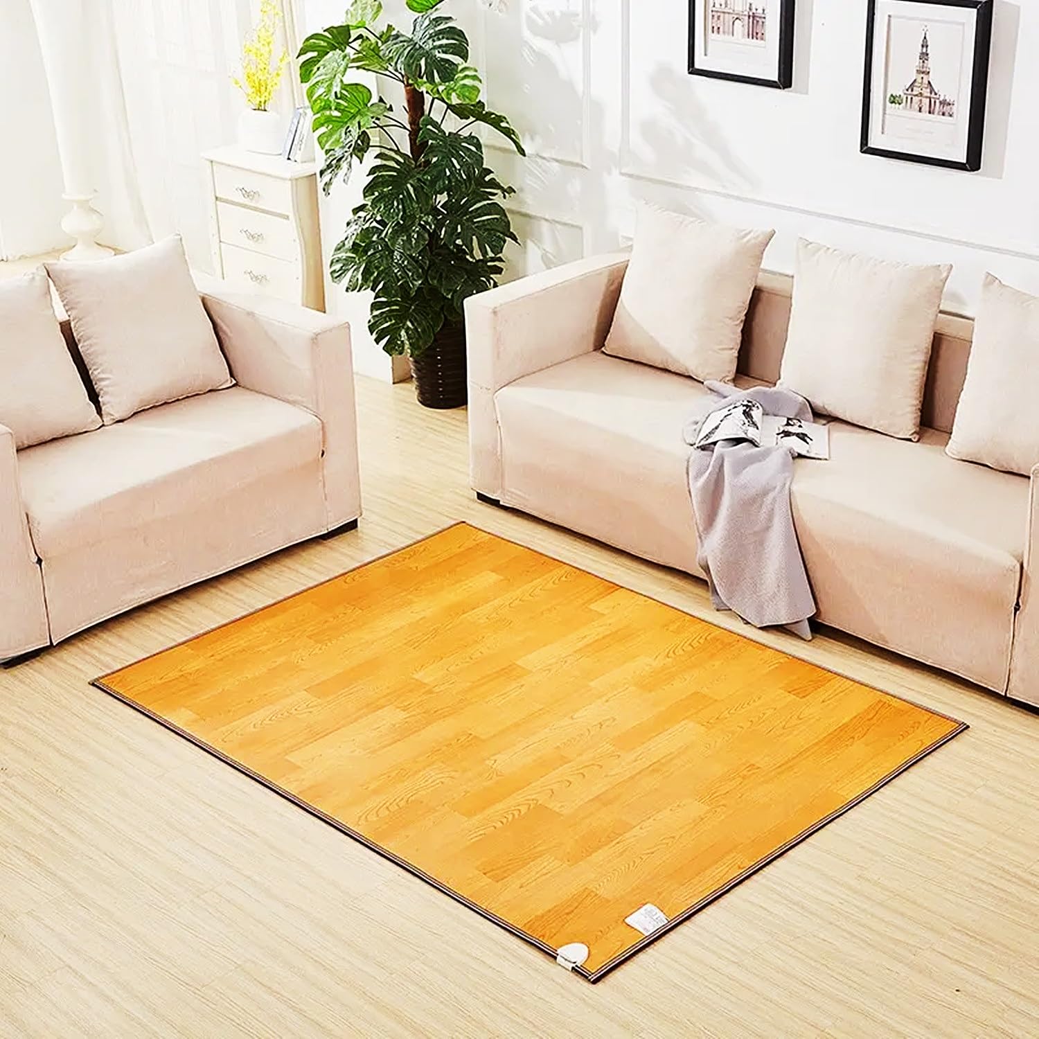Alfombra calefactada, tapete calefaccionado con temperatura ajustable y temporizador, almohadilla térmica infrarroja eléctrica, calentador de pies de calentamiento rápido(13.8x19.7in)