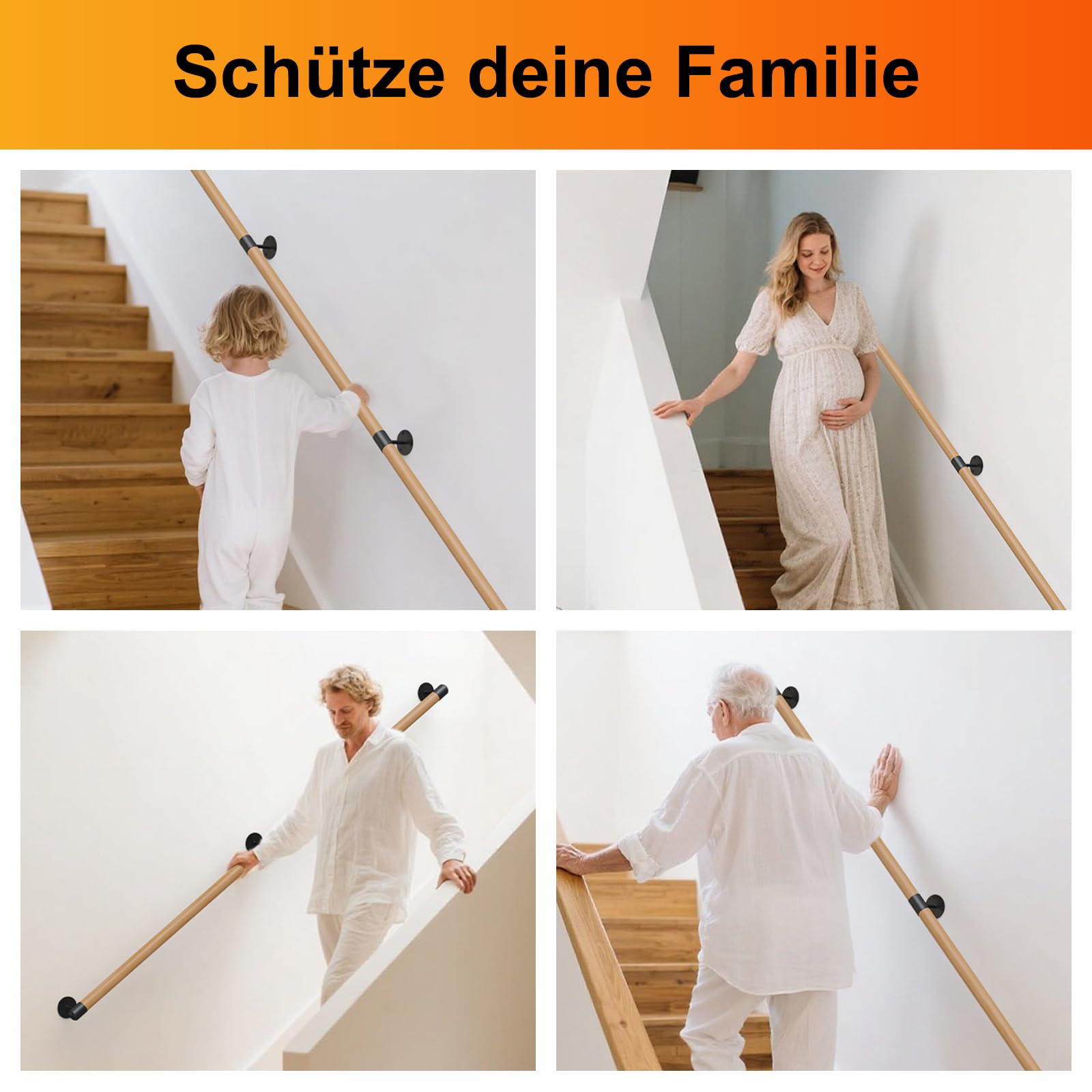 Handlauf Holz,Buche Holz Handlauf Innen Treppengeländer Geländer Treppe Wandhandlauf Wand Treppe seitliche Montage Handläufe Auswahl Länge 30-600 cm (Beech, 90cm)