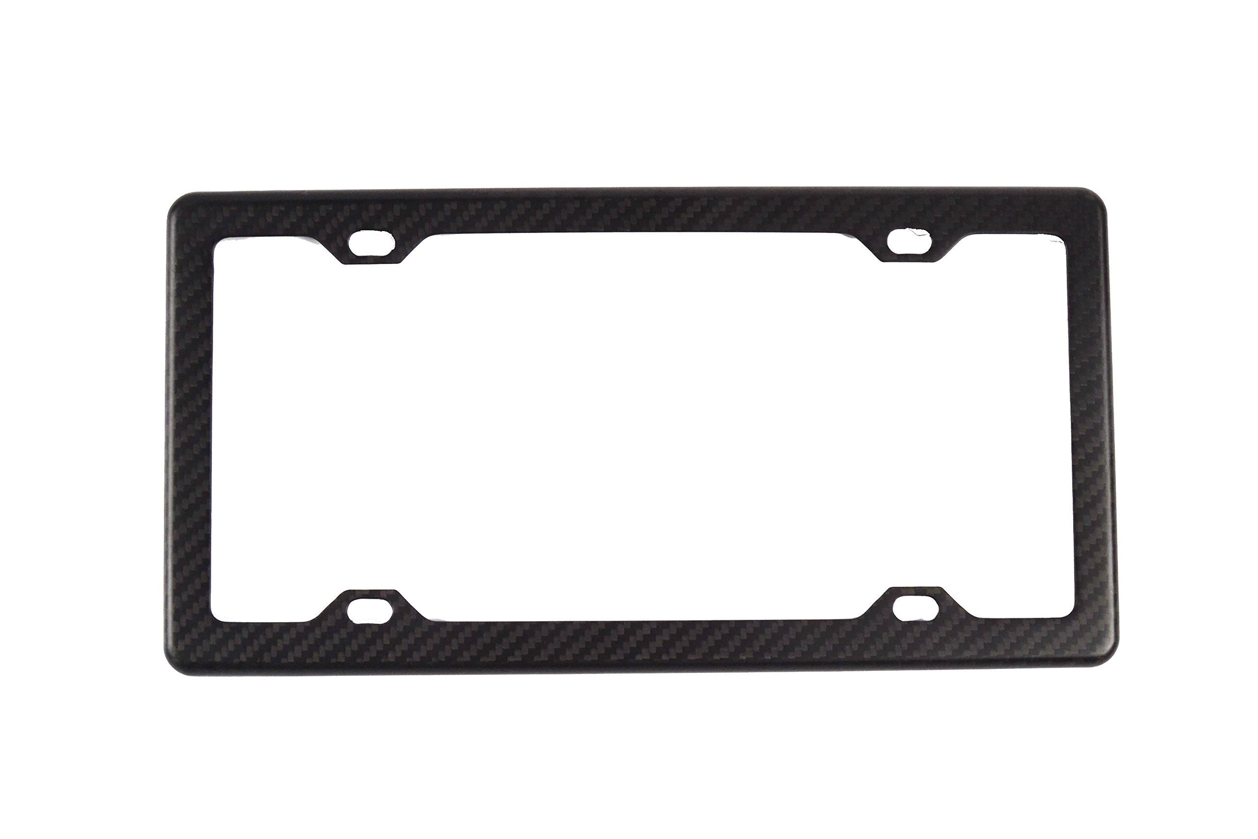 BLVD-LPF OBEY YOUR LUXURY 100% Real Carbon Fiber License Plate Frame with Slim 4 Holes & Matching Screw Caps | Matte Black License Plate Cover Holder