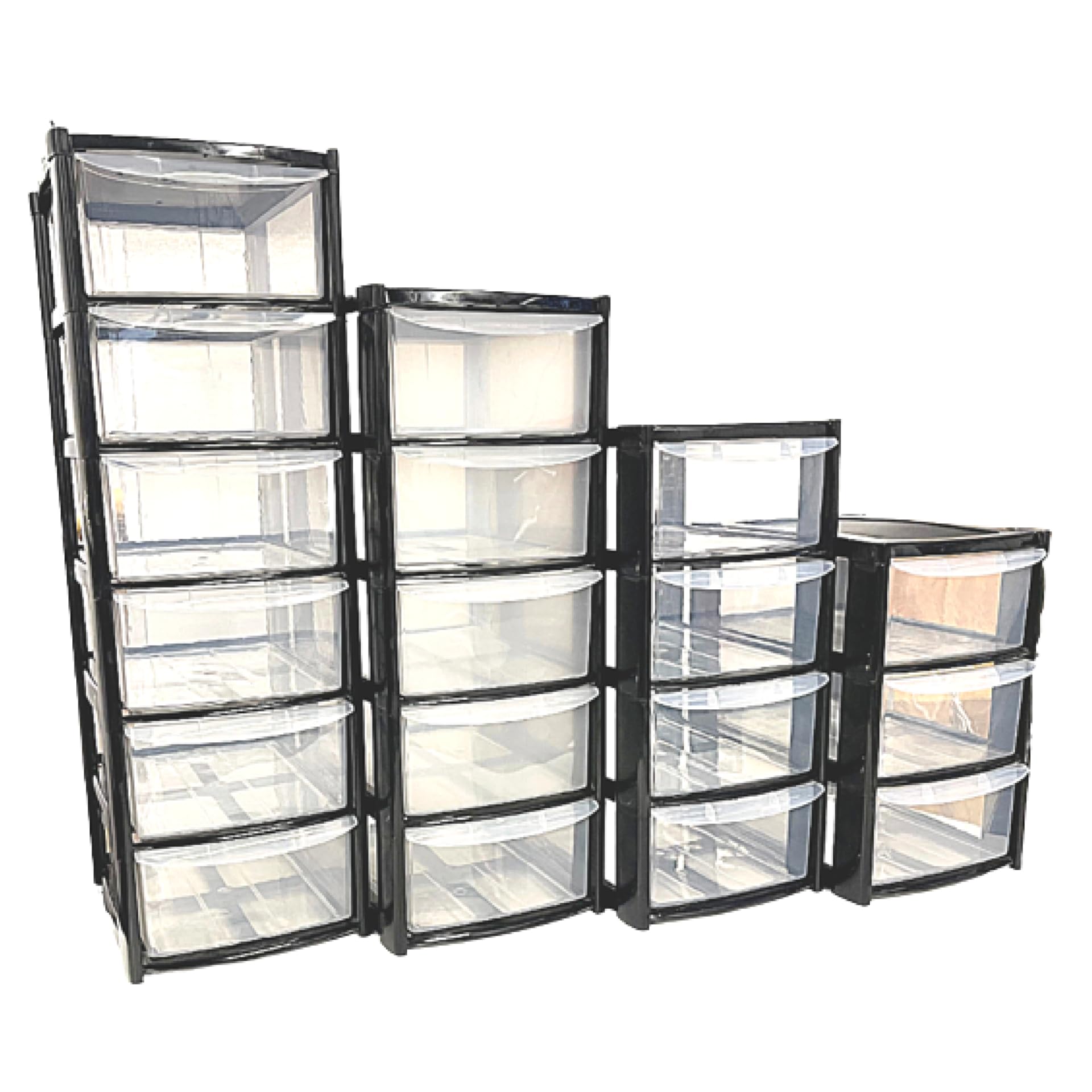 BIGBROEfficient Multipack Plastic Storage Towers with 3/4/5/6 Drawers Perfect for Office Home Kitchen Desktop Mini Stationary Files Makeup Organizer (6 Tier 26D x 19W x 60H cm)