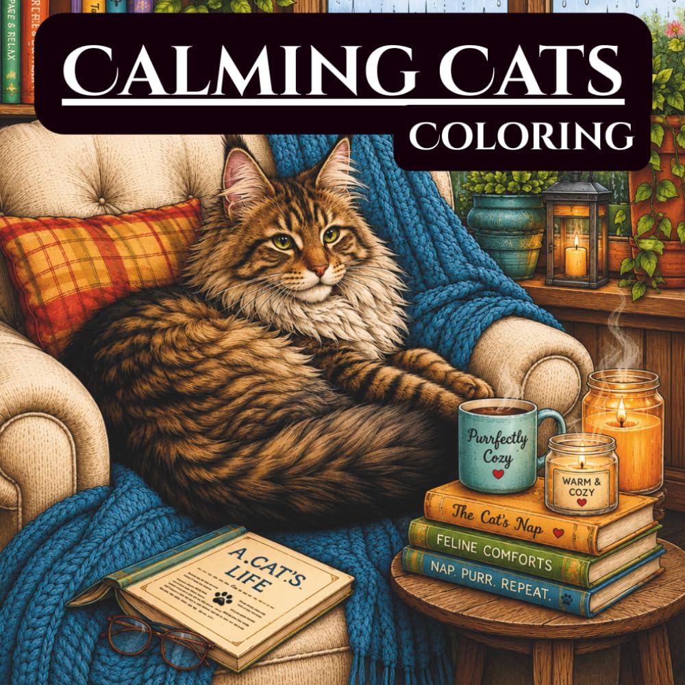 Cozy Cats & Playful Adventures – Bold & Easy Coloring Book for Cat Lovers: Cat lovers of all ages Stress relief & relaxation Creative fun & mindful coloring