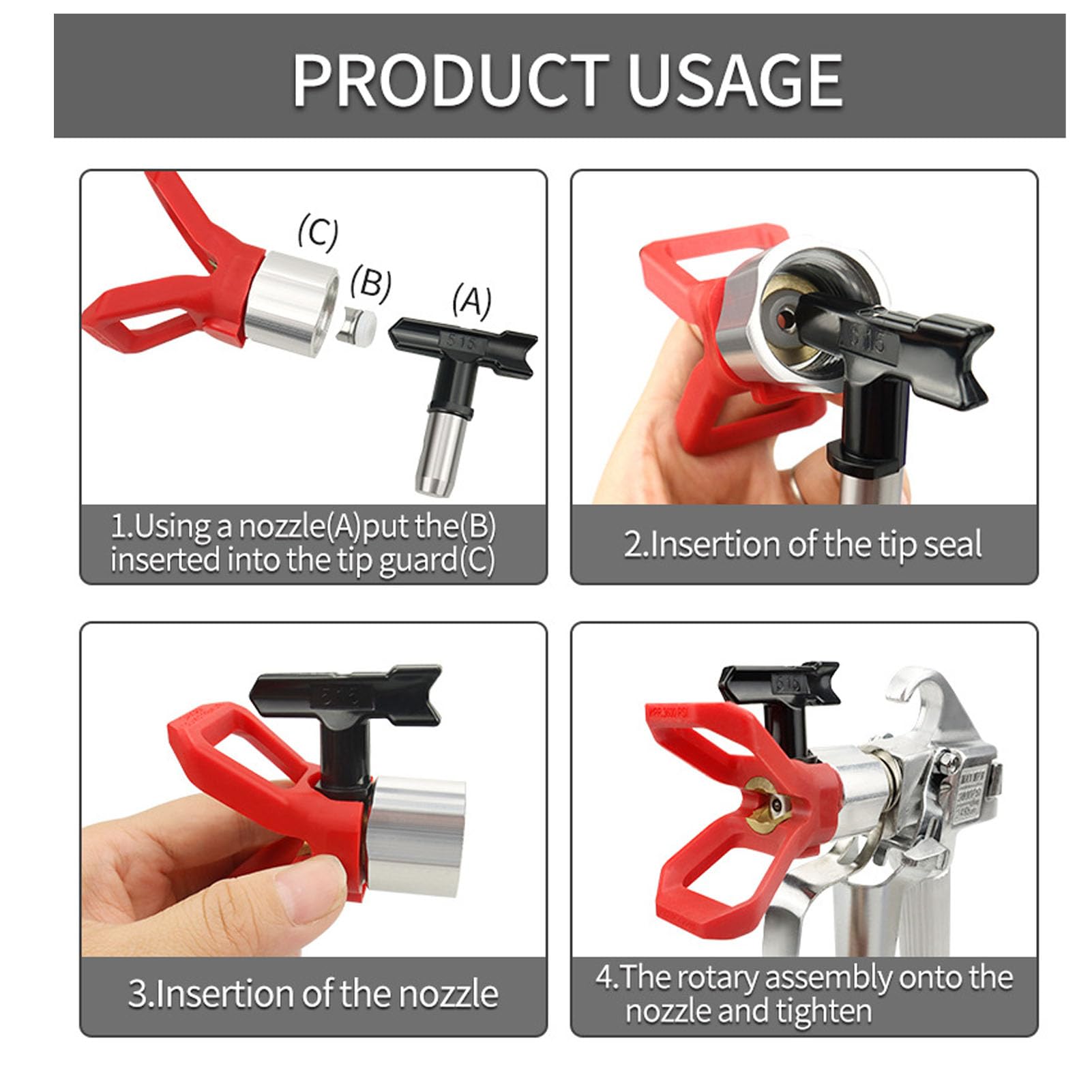 EMUKOEP 10 Filtros y Accesorios de Puntas de Pulverización de Alta Estabilidad para Reemplazo de Boquillas de Pulverizador sin Aire Instalación Conveniente para una Variedad de Superficies, Pinturas