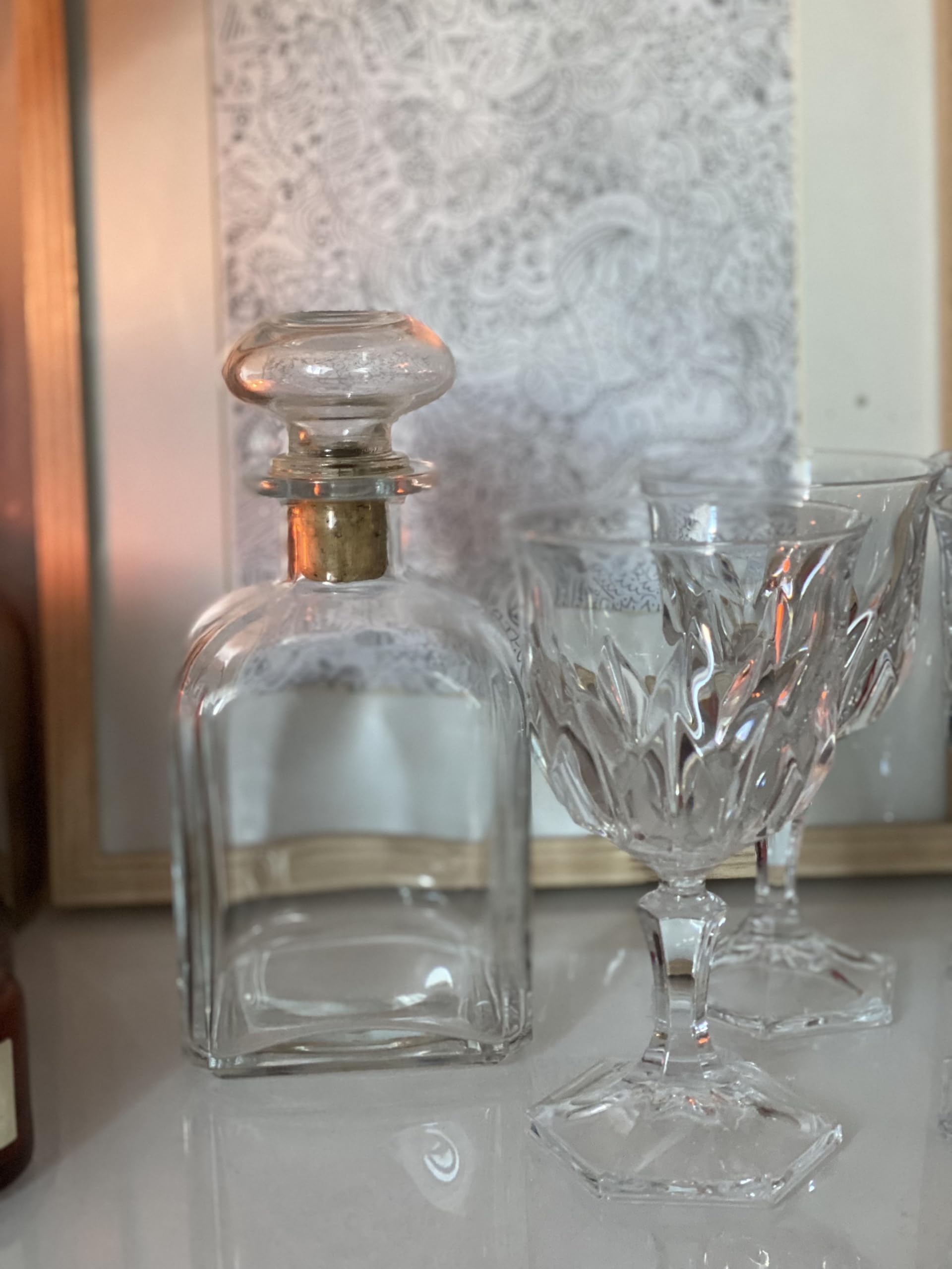 Carafe en Verre Transparent, Style Vintage, Forme Carrée avec Bouchon en Liège, 750 ml, pour Whisky et Spiritueux