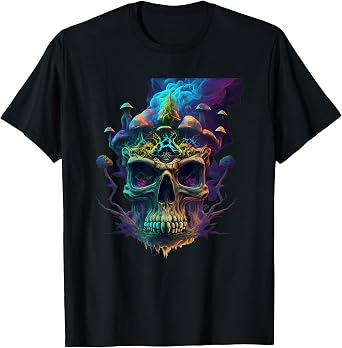 Goblincore Aesthetic Grunge Fungi Mushroom Skull T-Shirt