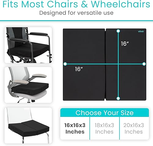 Miniatura 5 de Vive Cojín plegable para silla de ruedas, para estadio, automóvil, oficina, silla de oficina, almohadilla ortopédica portátil para transporte de