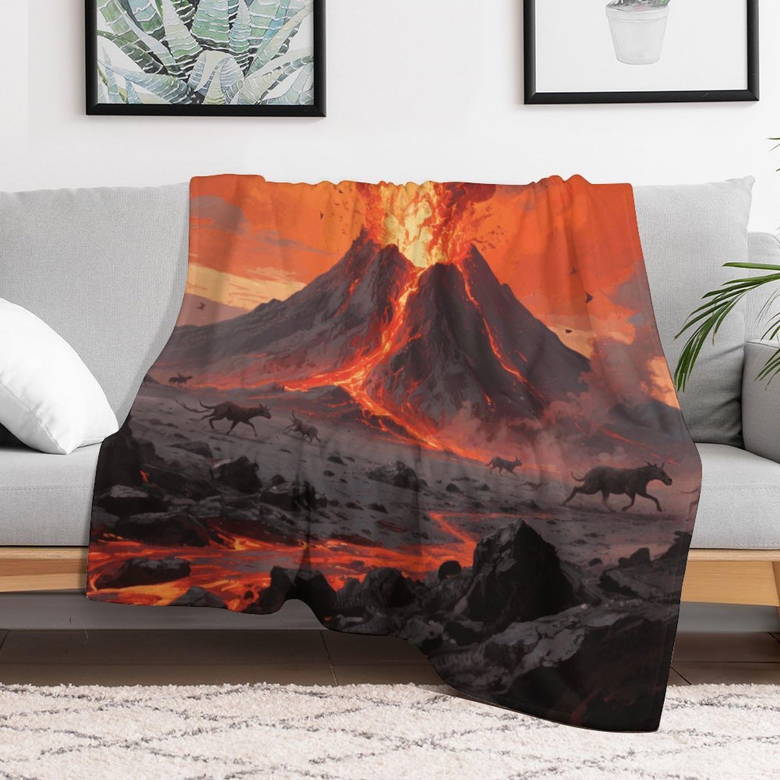 Custom Volcano Wonder Blanket Lightweight Flannel Fleece Throw for Couch Sofa Bed Luxury Soft Cozy Plush Lap Bedtime Blanket for All Seasons Bedroom Home Decor Gifts 60x80