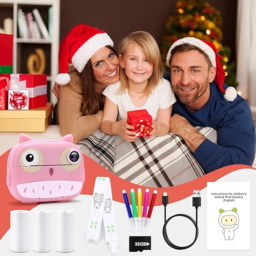 Miniatura 8 de Cámara de impresión instantánea para niños, cámara digital para niños, cámara de video 1080P con bolígrafos de color, papeles de impresión, regalo