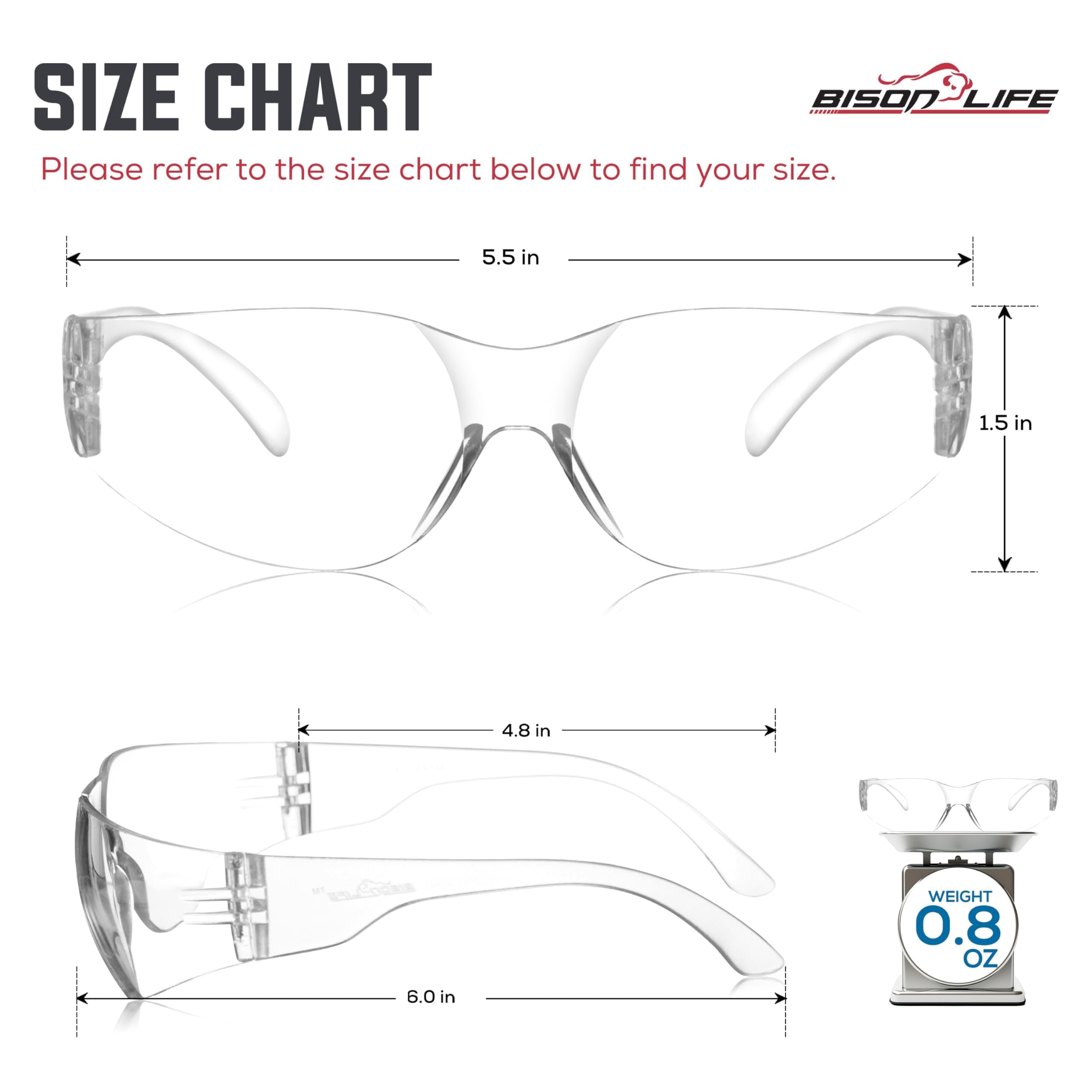 BISON LIFE Clear Safety Glasses for Men & Women, ANSI Z87.1 Certified, 6 Pk — Amazon image 8