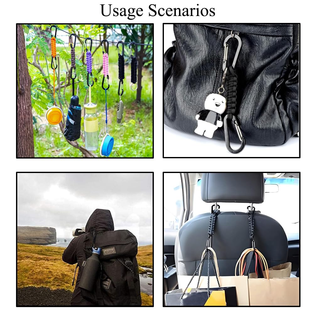 4 Llaveros De Cuerda De Paracaídas De Colores Con Mosquetón, Anillo En