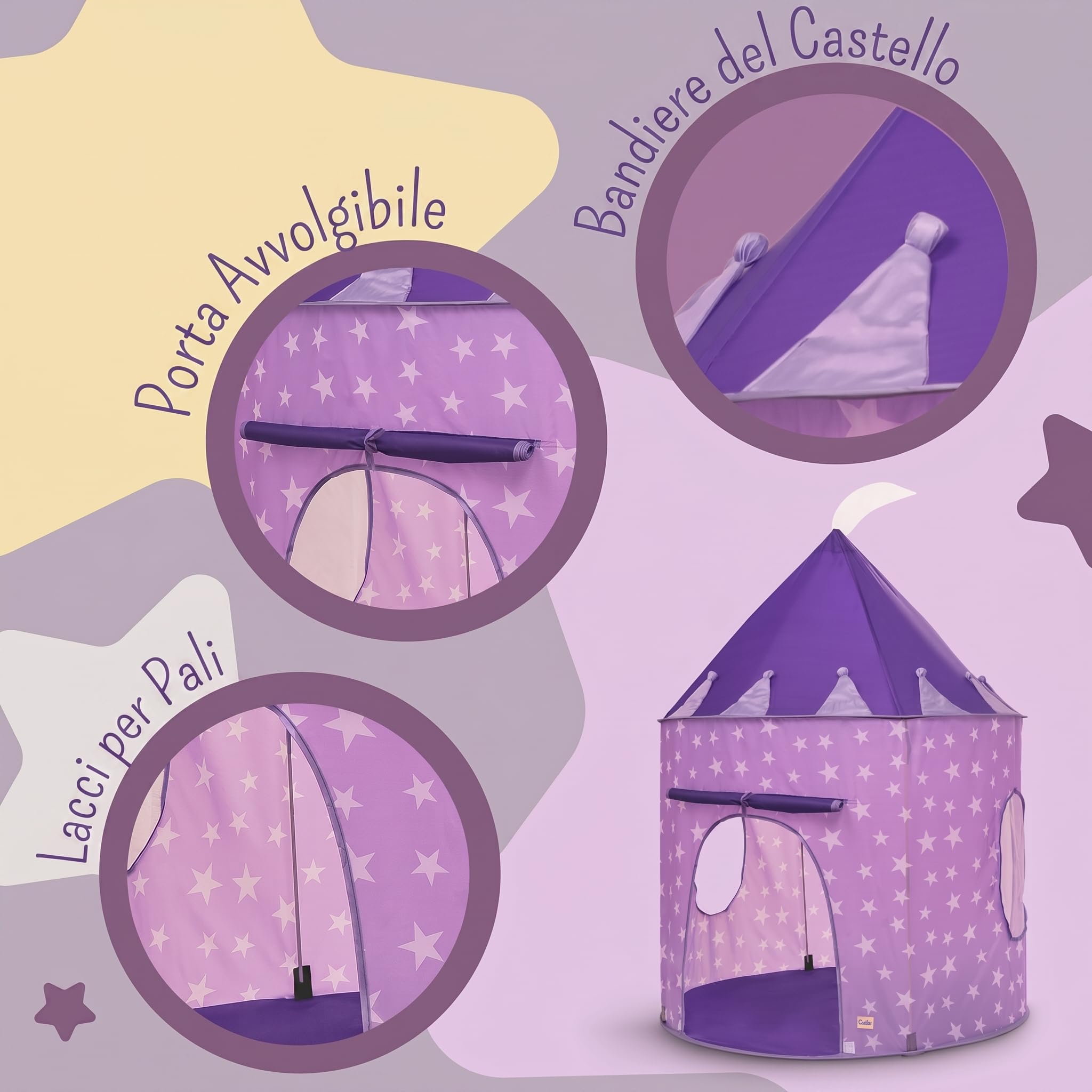 Tenda da gioco lilla per bambini, casa da gioco indoor/outdoor, tenda pop-up rosa stellata per bambini e bambini, parco giochi/piscina con palline e giocattoli da giardino, design rosa
